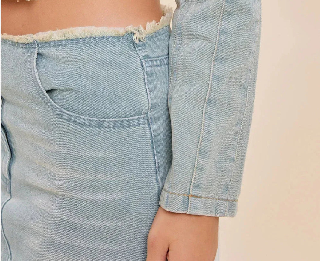 Distressed hem Denim