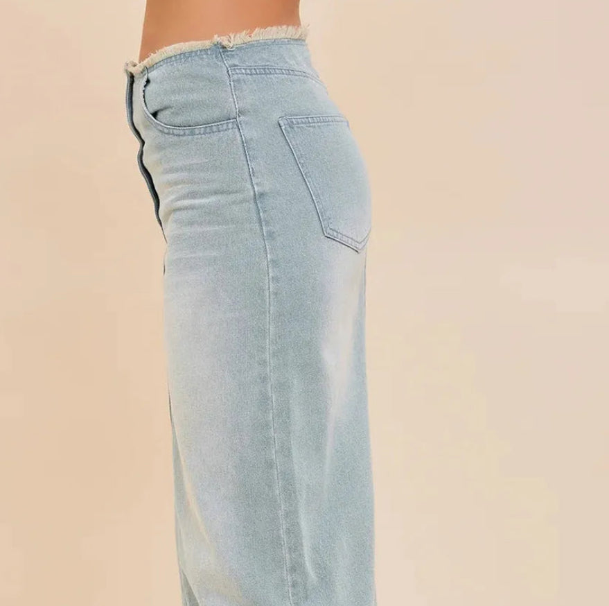 Distressed hem Denim