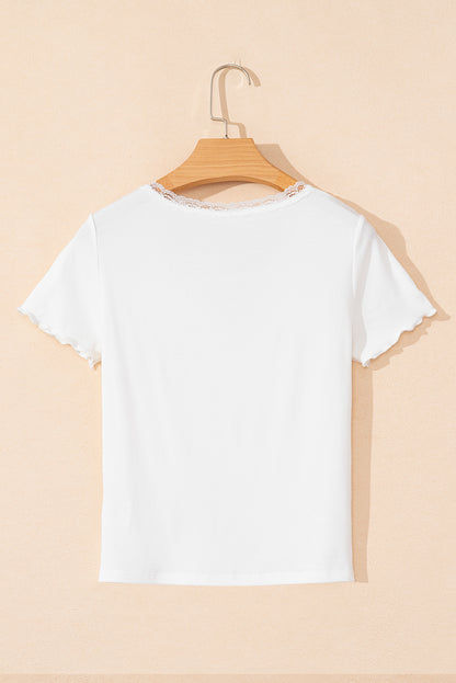 White Lace Slim Fit Tee