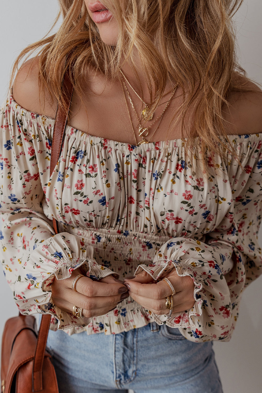 Beige Floral Blouse