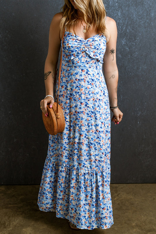 Sky Blue Floral Maxi Dress