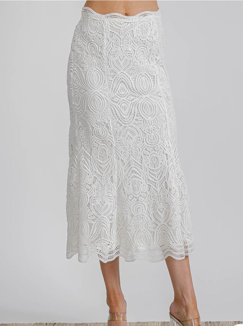 Eyelet Maxi skirt WHITE