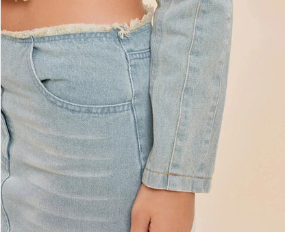 Distressed hem Denim