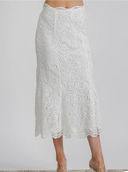 Eyelet Maxi skirt WHITE