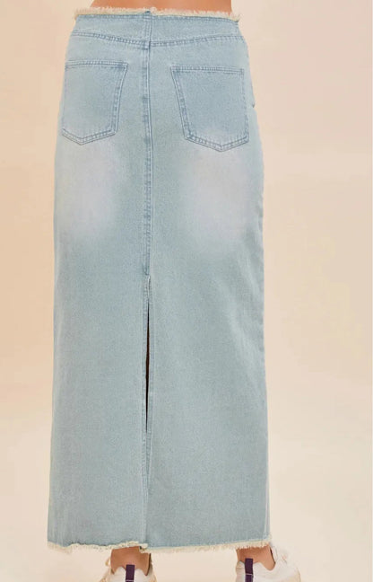 Distressed hem Denim