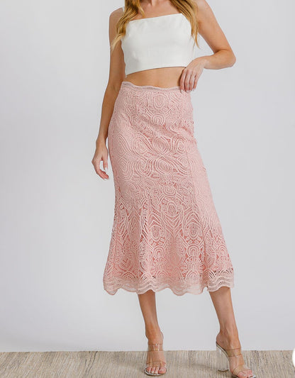 Eyelet Maxi skirt PINK