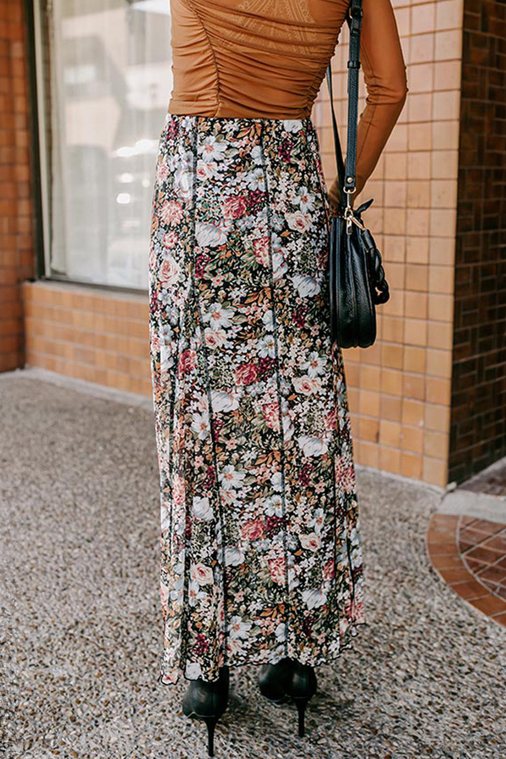 Brown Floral Skirt