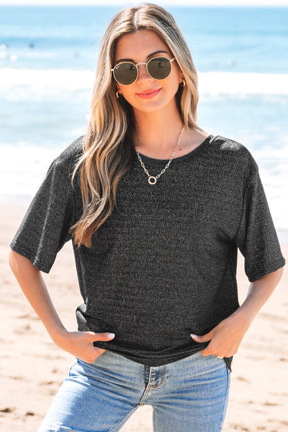 Black Bow Glitter Top