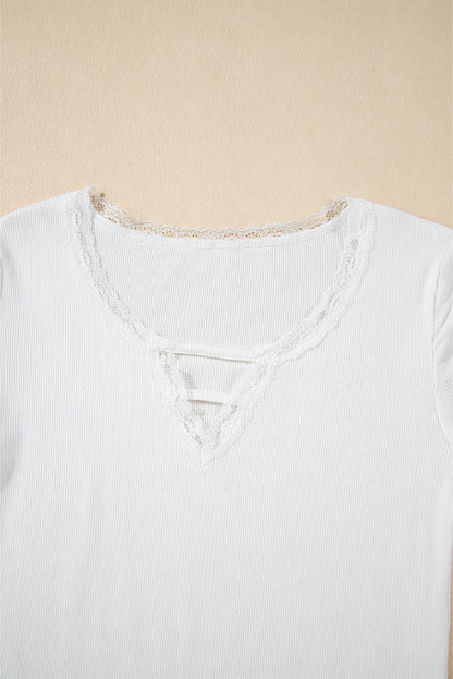 White Lace Slim Fit Tee