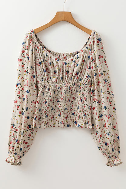 Beige Floral Blouse