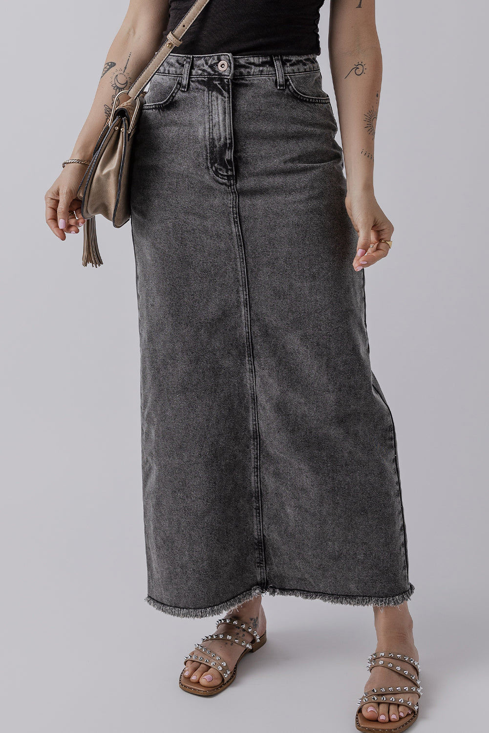 Dark Grey Denim Skirt