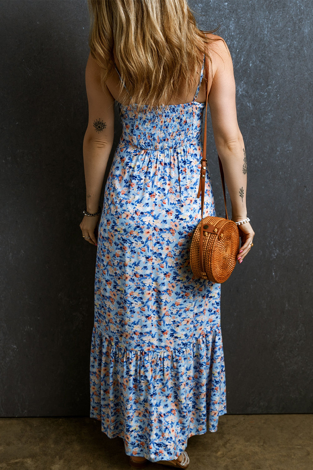 Sky Blue Floral Maxi Dress